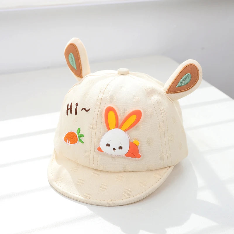 Gorra de béisbol con orejas de oso para bebé, gorro de algodón con visera, bordado bonito, ajustable, para el Sol, para verano