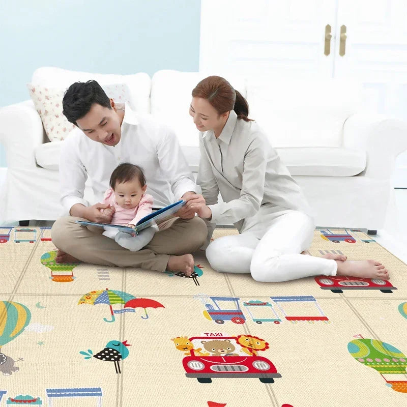 Alfombra de juego para bebés de 97x177cm, alfombra plegable para niños, alfombra para habitación de niños con patrón de doble cara, superficie de actividad educativa fácil de llevar