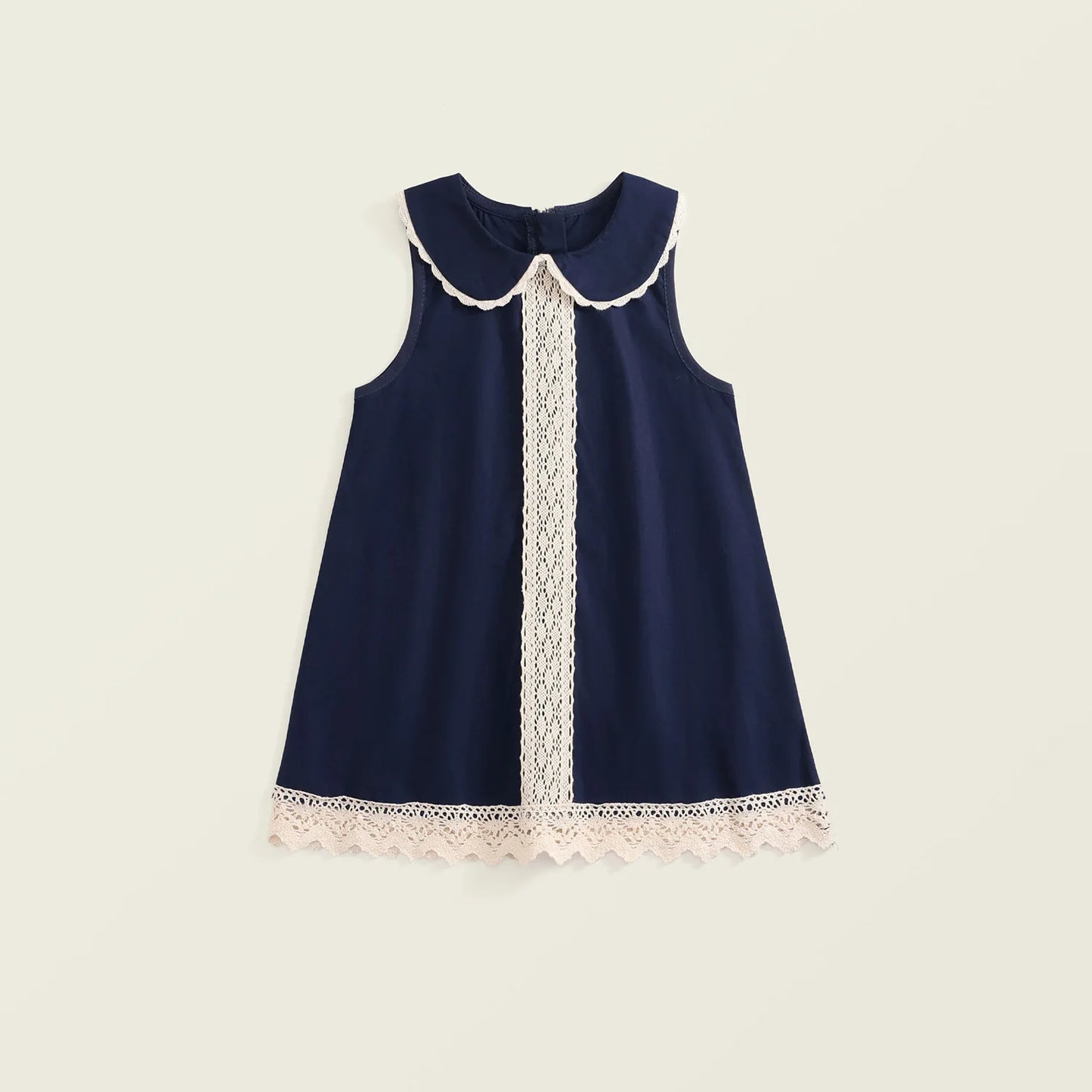 Vestido de retazos de encaje para niños verano 2025 nueva falda de chaleco sin mangas de encaje de estilo Retro para niñas