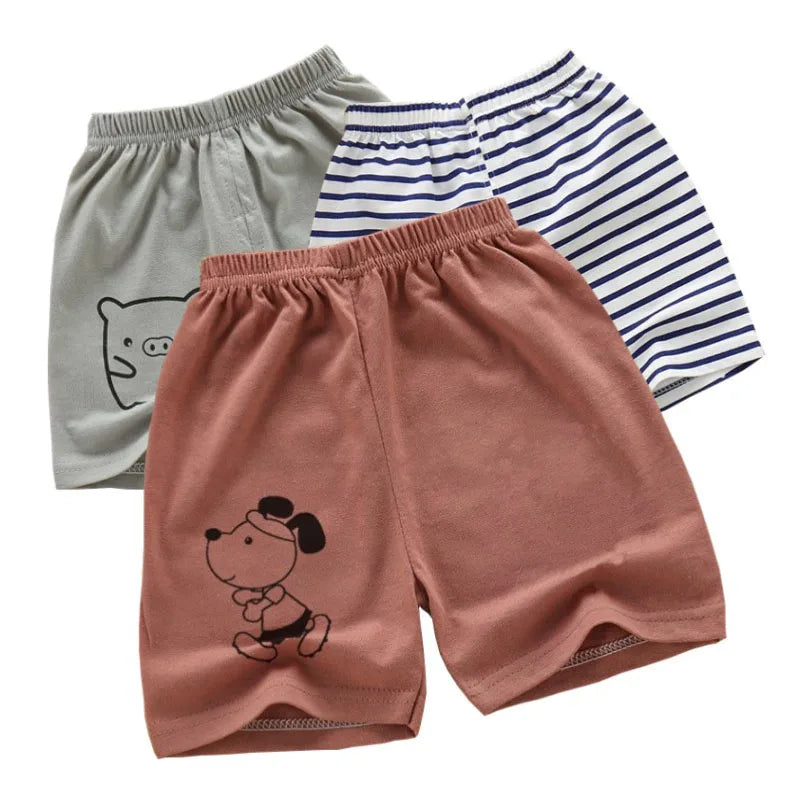 Verano niños niño 2 uds pantalones cortos de algodón suave ropa Casual transpirable niños niña bebé raya de dibujos animados deportes playa medio pantalón 2-5 Y