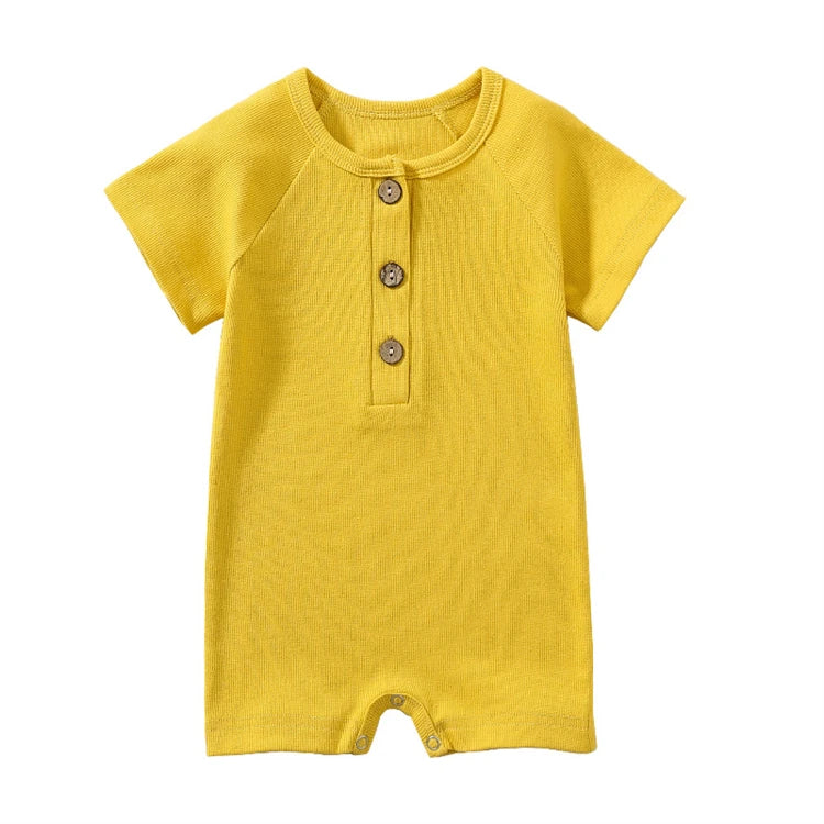 Pelele para bebé, ropa de verano, pijamas finos para bebé, mono de manga corta, ropa acanalada, trajes elásticos de punto para niña