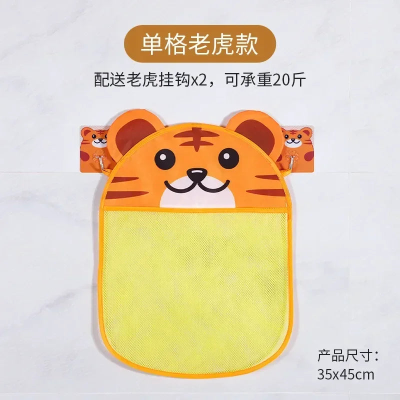 Cesta colgante de ducha de animales de dibujos animados, bolsa de malla bonita, organizador de almacenamiento para el baño, soporte para niños, bolsa de red para juguetes de agua para baño de bebé