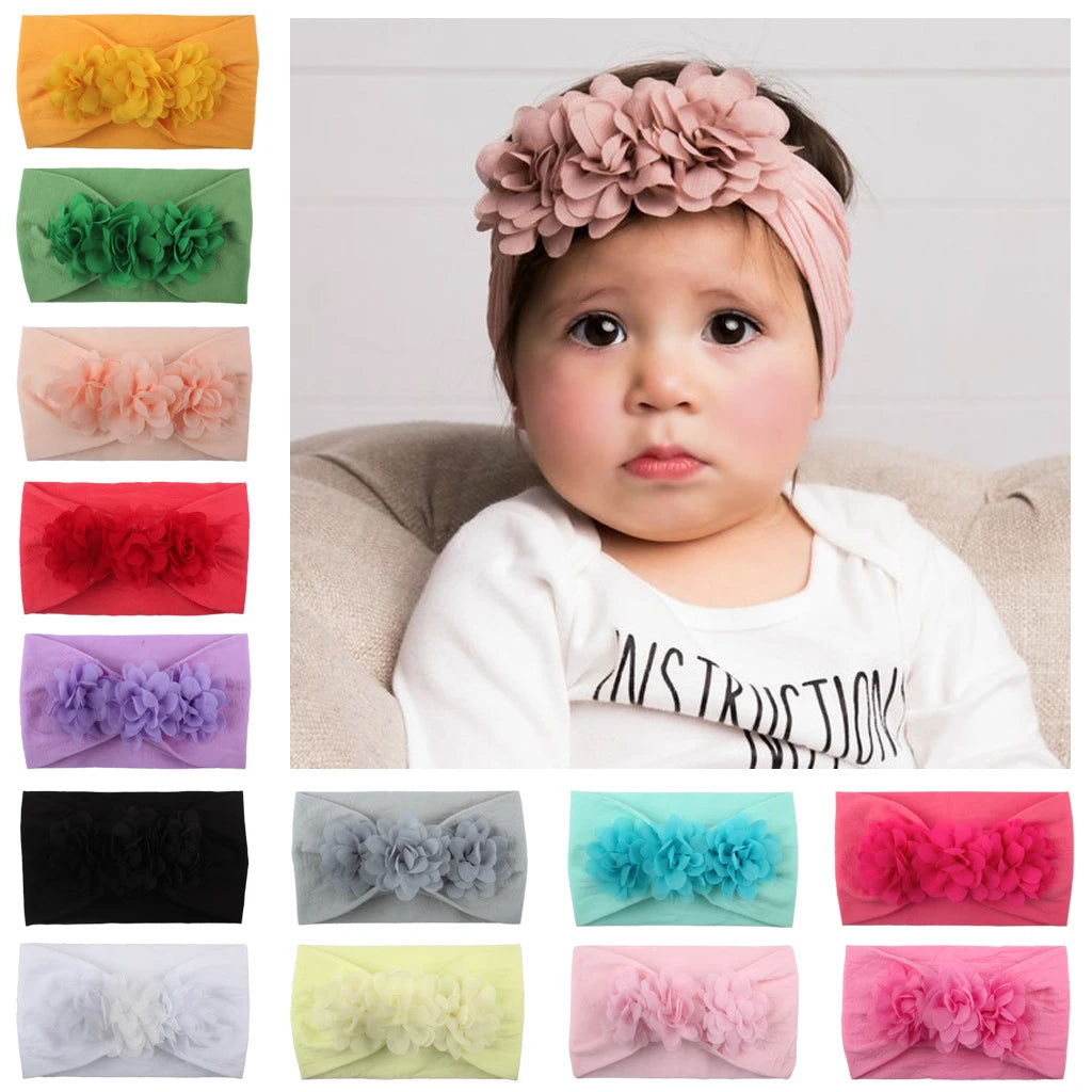 Vendaje para el cabello, diadema con lazo, turbante para niños recién nacidos, accesorios para niñas, flor Floral, elástico liso suave