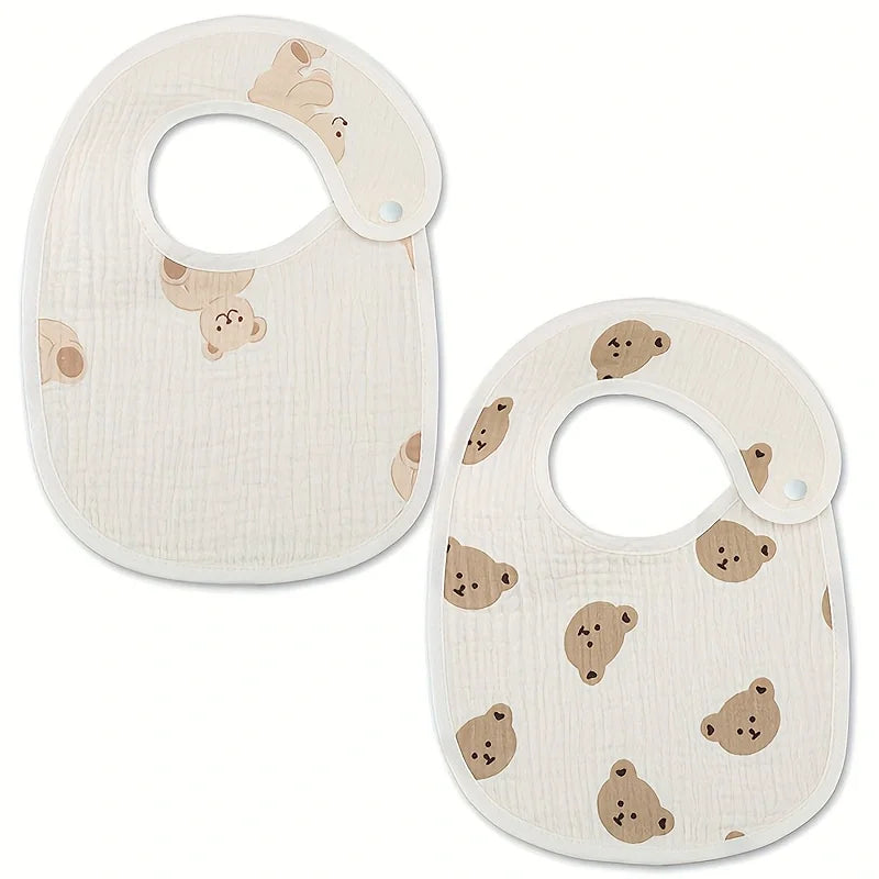 Baberos de gasa de algodón para bebé recién nacido, paños impermeables para eructar, bufanda estampada, toalla de Saliva para niño pequeño, material de alimentación, 2 uds.