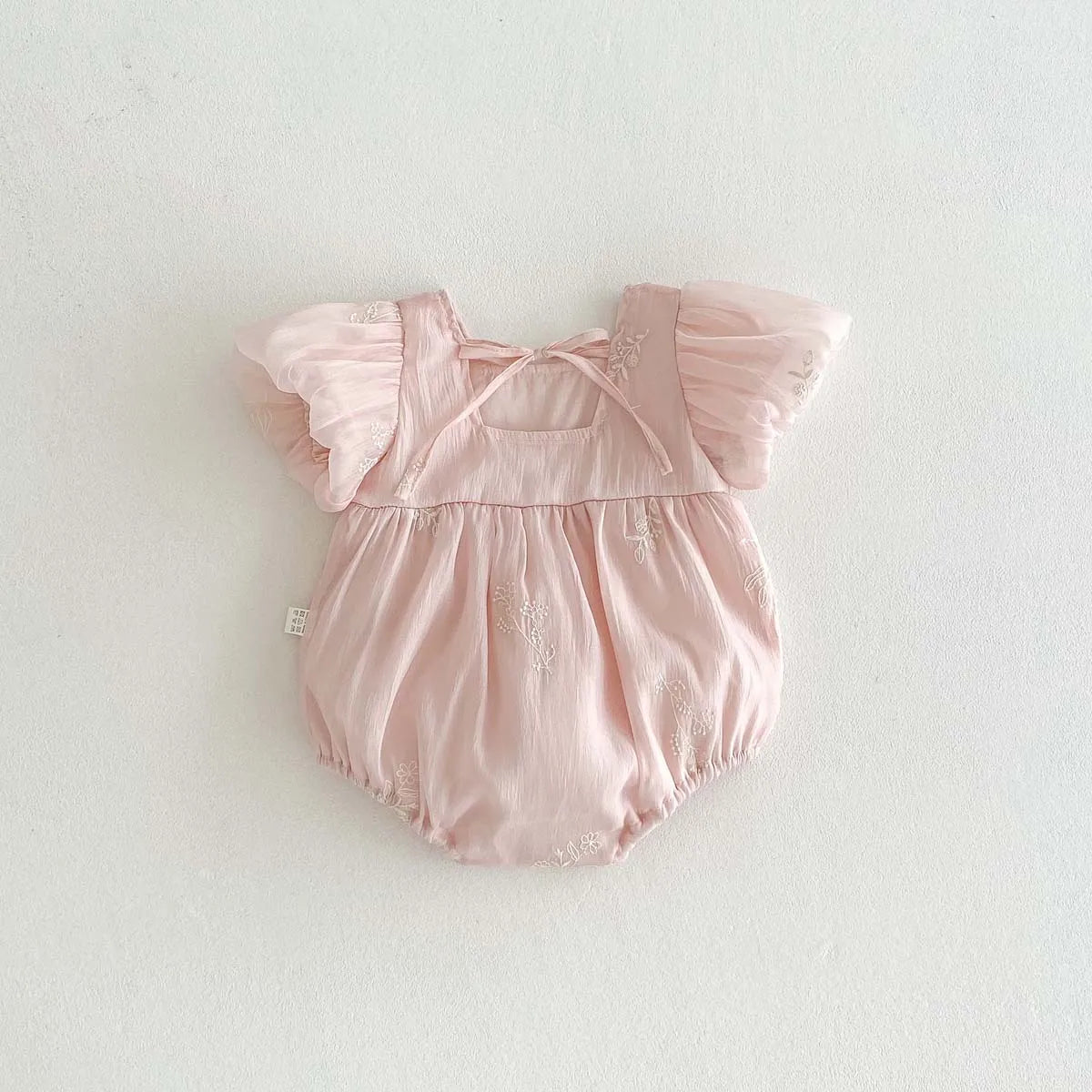 Nuevo mono de verano para niña, bonito mono de algodón bordado con manga de burbuja, ropa cómoda para niños adecuada para 0-2 años