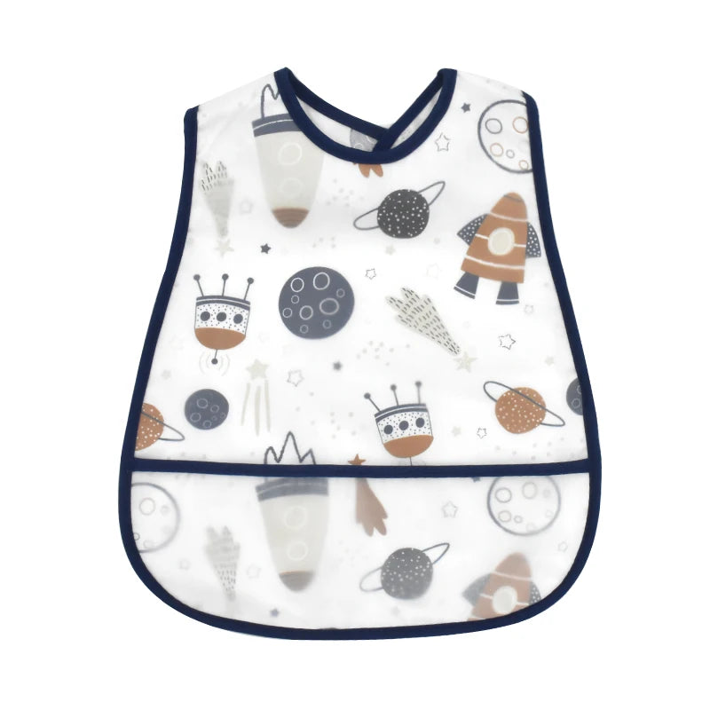 Baberos de alimentación para el almuerzo con bolsillo impermeable EVA con patrón de dibujos animados, Baberos ajustables para bebés, delantal bonito para niños, paños para eructar, novedad de 2023