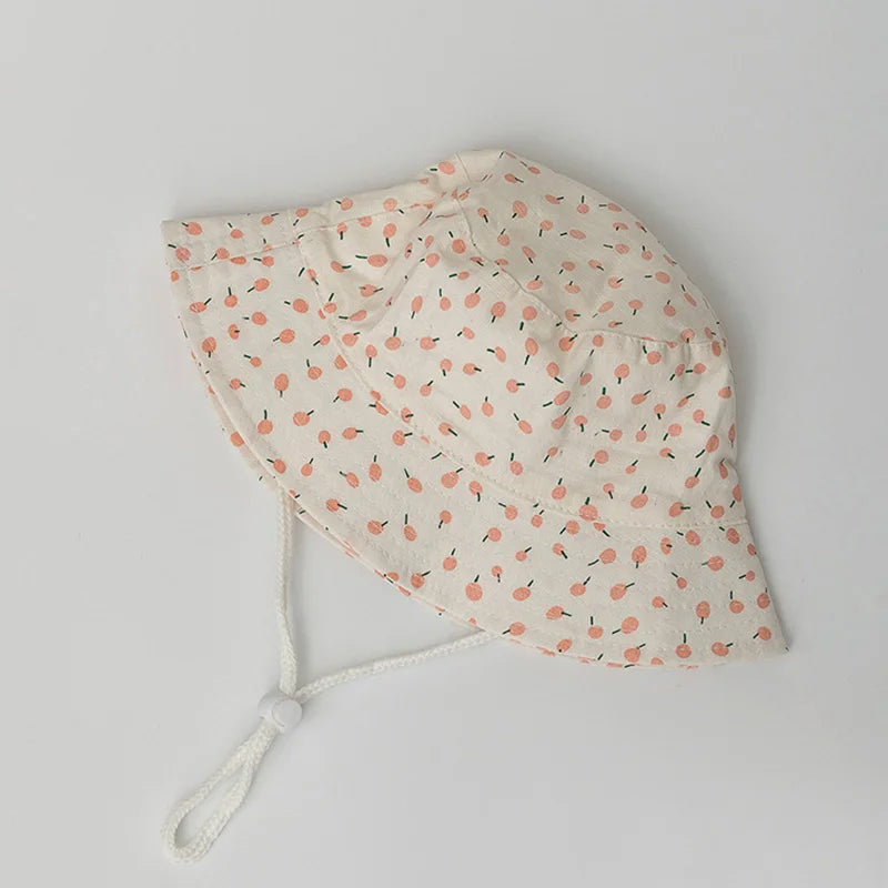 Sombrero de pescador para niños de 1 a 12 años, gorros de cubo con estampado rosa para niñas y bebés, gorro de lavabo con protección UV transpirable de algodón, viseras de sombrilla para niños
