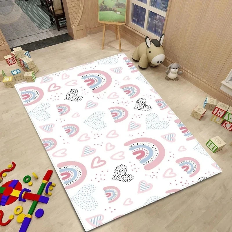 Alfombra de estilo nórdico para habitación de bebé, Alfombra de dibujos animados de animales para dormitorio de niños, alfombra Kawaii para habitación de niñas y niños, Alfombra de juego antideslizante para niños