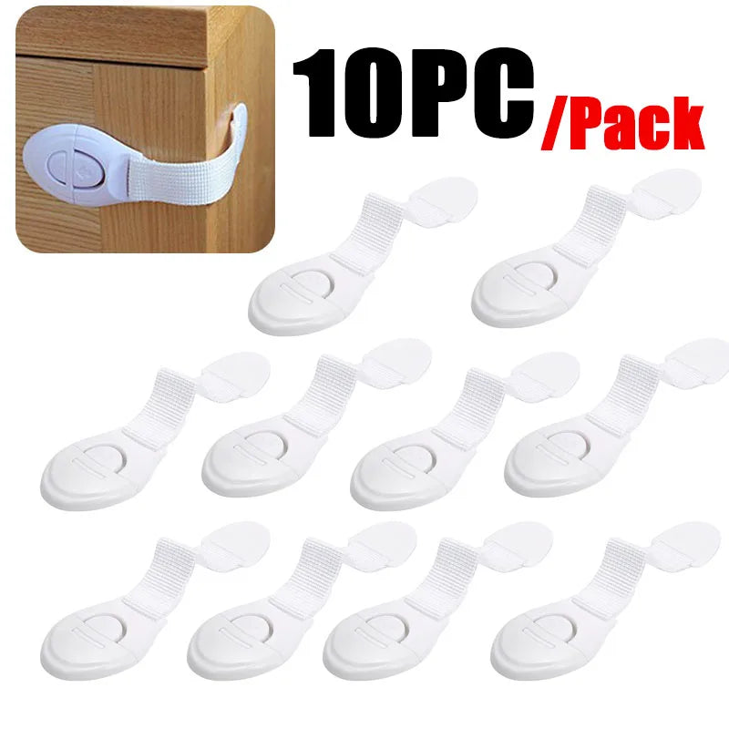 10 Uds. Cerradura de seguridad para gabinete para niños, Protector de seguridad a prueba de bebés, cerradura para puerta de cajón, protección de plástico, cerradura de puerta de seguridad para niños