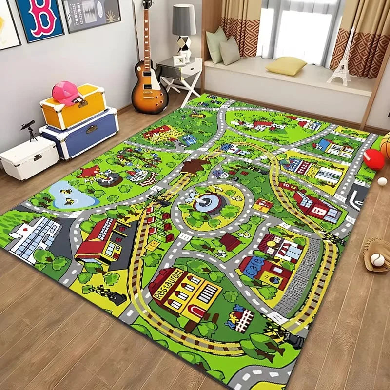 Alfombra educativa de vida urbana para niños, sistema de tráfico por carretera, alfombra para dormitorio, sala de juegos, alfombra de aprendizaje divertida, segura para niños
