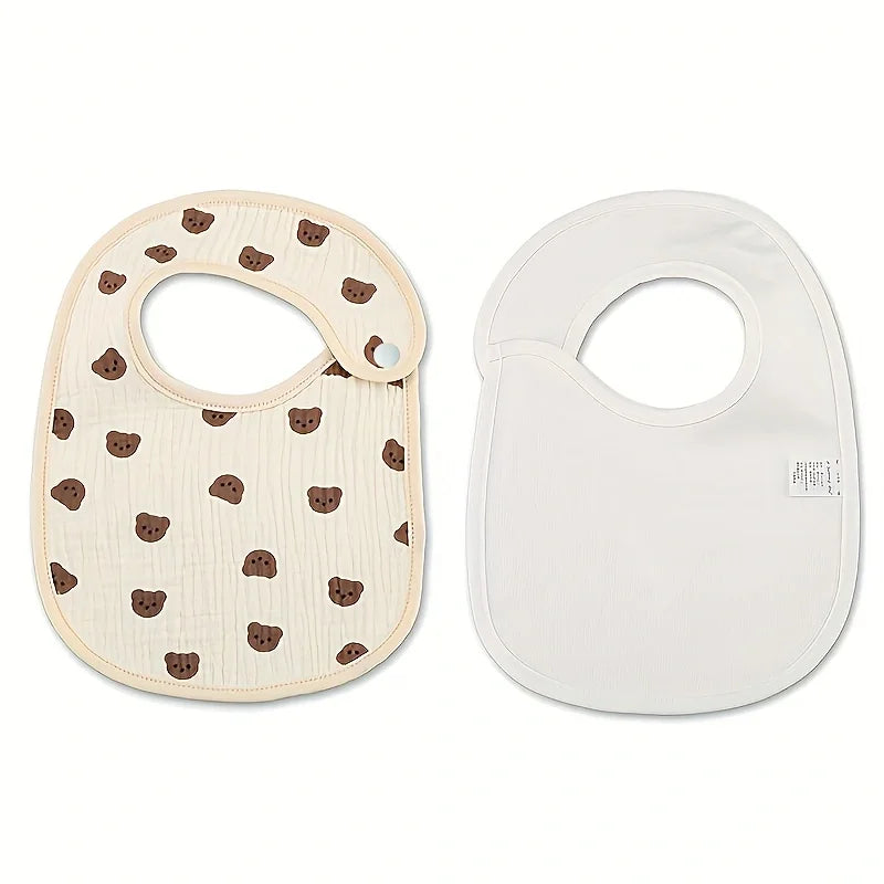 Baberos de gasa de algodón para bebé recién nacido, paños impermeables para eructar, bufanda estampada, toalla de Saliva para niño pequeño, material de alimentación, 2 uds.