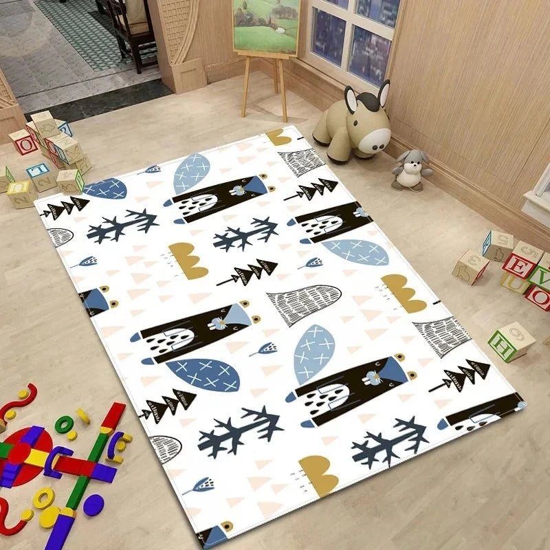 Alfombra de estilo nórdico para habitación de bebé, Alfombra de dibujos animados de animales para dormitorio de niños, alfombra Kawaii para habitación de niñas y niños, Alfombra de juego antideslizante para niños
