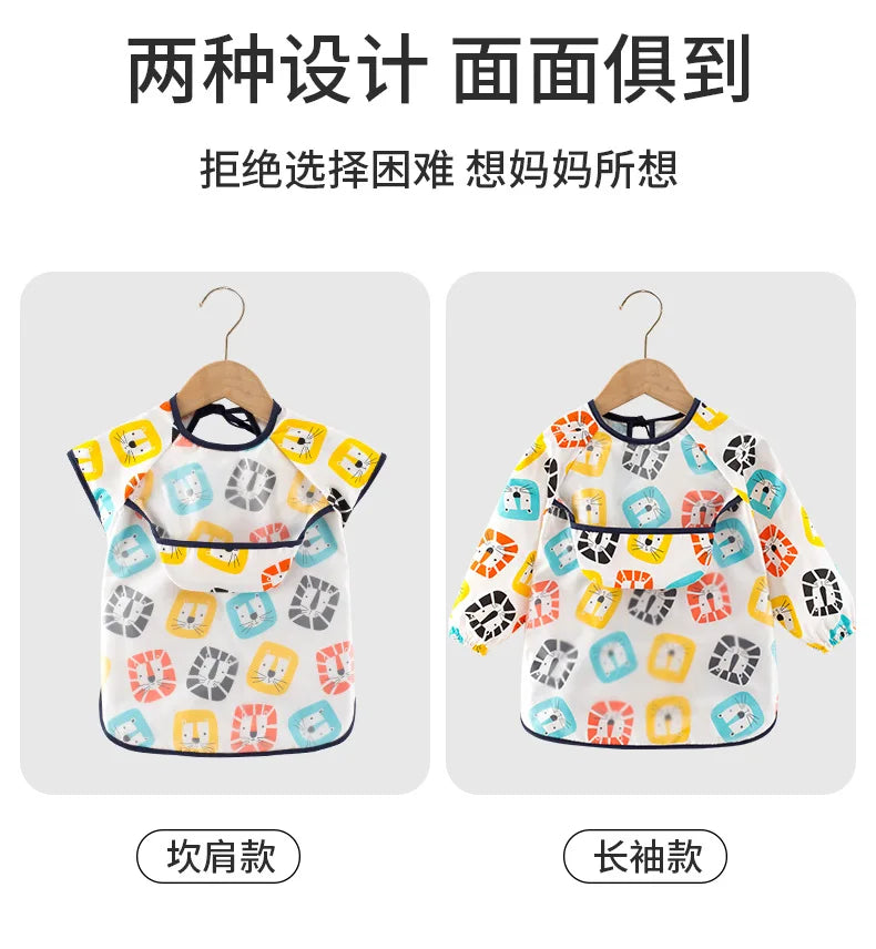 Baberos de tela para bebé, ropa de comedor impermeable, delantal de manga larga, bata de alimentación para niños, vendaje inverso para eructar, protección de pintura