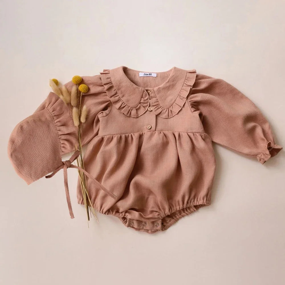 Mono de lino y algodón para niñas pequeñas, monos para niñas recién nacidas, peleles para niñas de verano y primavera, 2 uds.