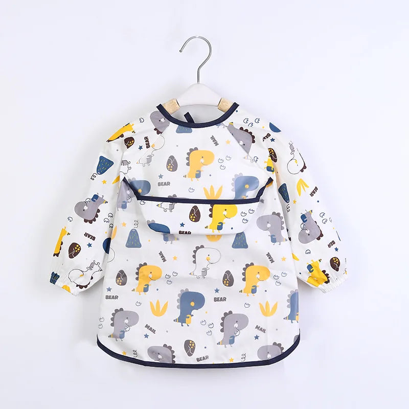 Bufanda de manga larga para bebés y niños pequeños, bata artística impermeable, babero para alimentar, delantal con bolsillo, Baberos Bandana de tela para eructar para niños y niñas
