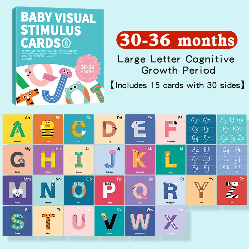 Tarjetas de estimulación Visual para bebés, tarjeta Flash Montessori de alto contraste, regalo infantil para niños, juguete cognitivo
