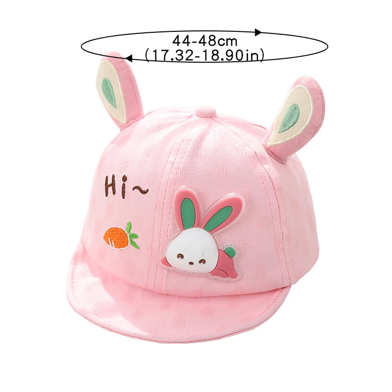 Gorra de béisbol con orejas de oso para bebé, gorro de algodón con visera, bordado bonito, ajustable, para el Sol, para verano
