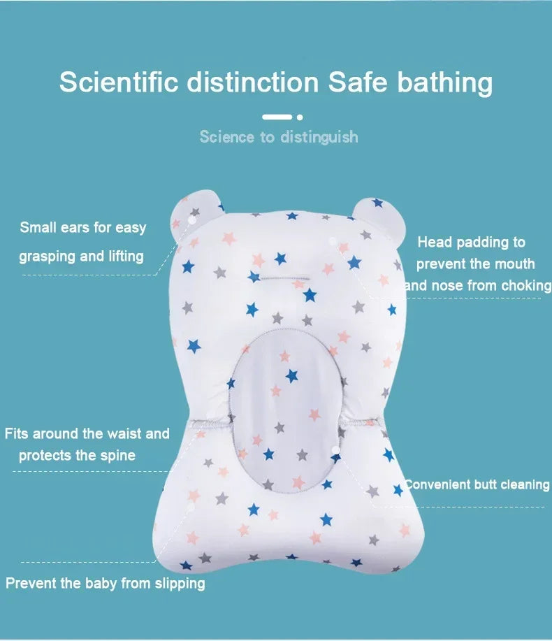Cojín de ducha para bañera Ajustable, asiento de soporte para recién nacido, asiento de baño para bebé, almohadilla de agua flotante, almohadilla para bañera de bebé plegable portátil