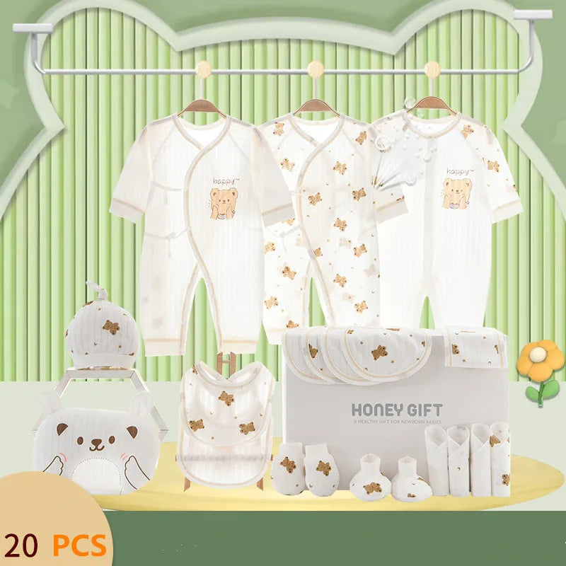 22/26 pieces/lot Newborn Baby Clothes Sets For Girls Boys 100% Cotton Infant Summer Clothes Outfits Baby Rompers Hat Bibs