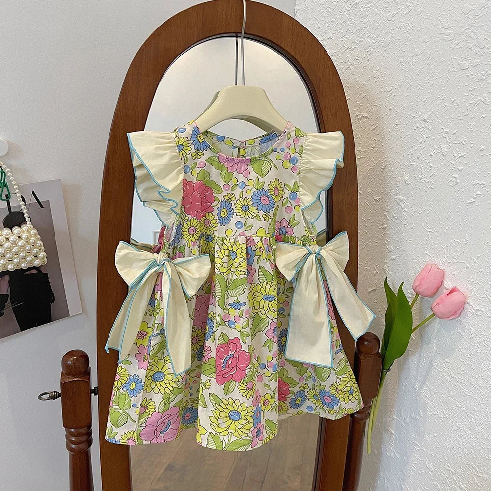 Bear Leader-vestido rosa a cuadros con lazo, elegante vestido Midi de Lolita para niñas grandes, vestidos para niños y adolescentes, vestido veraniego de princesa para fiesta