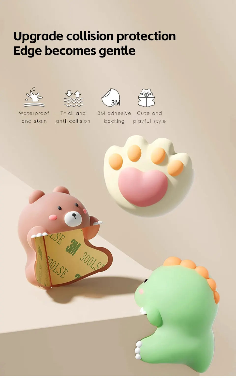 AIBEDILA niños silicona anticolisión ángulo dibujos animados lindo protección de seguridad esquina mesa pasta juegos de protección de seguridad para bebés