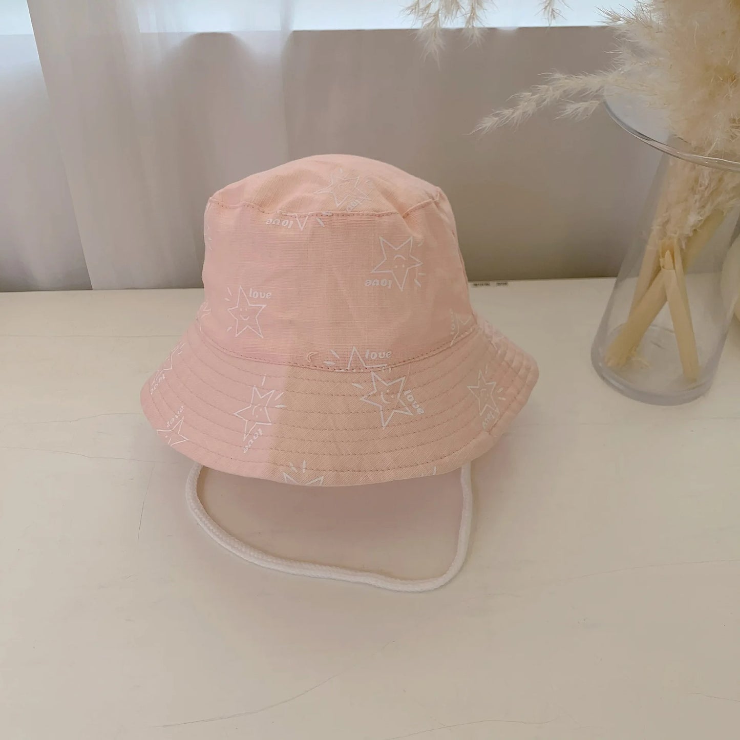 Sombrero de pescador para niños de 1 a 12 años, gorros de cubo con estampado rosa para niñas y bebés, gorro de lavabo con protección UV transpirable de algodón, viseras de sombrilla para niños