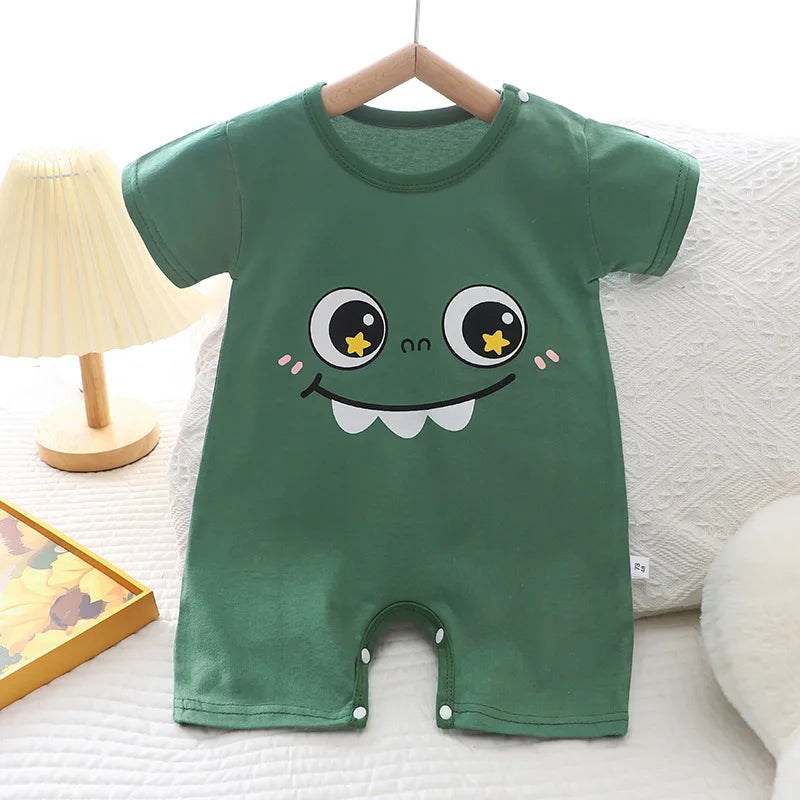 Ropa de una pieza de dibujos animados de verano para bebé, pelele de manga corta, ropa de escalada, monos para recién nacidos, mono para niño niña y niño