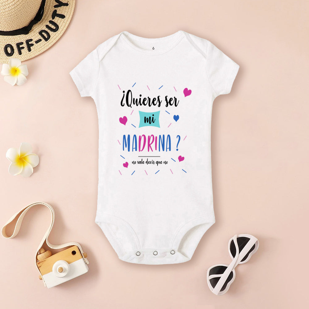 Be You Be My Godmother & Godfather-body con estampado para bebé, ropa de bautismo para Madrina Padrino, monos infantiles de verano