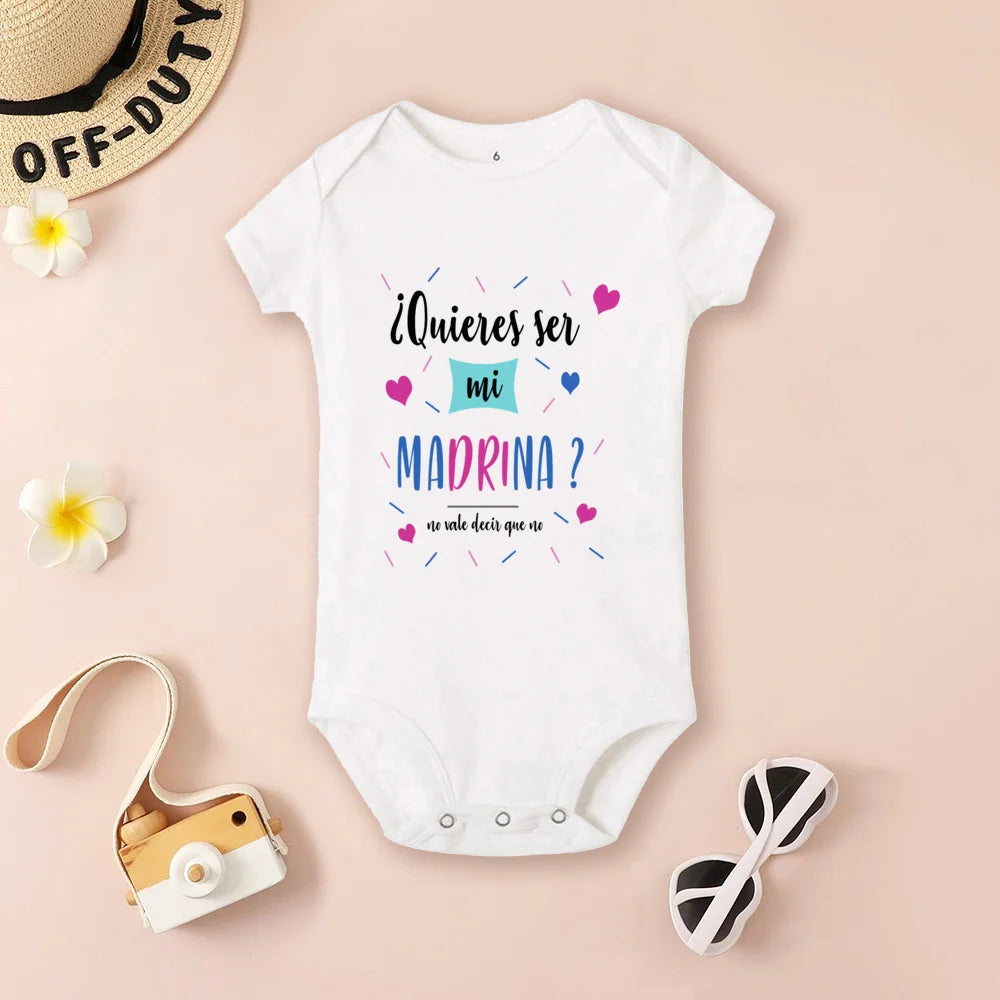 Be You Be My Godmother & Godfather-body con estampado para bebé, ropa de bautismo para Madrina Padrino, monos infantiles de verano
