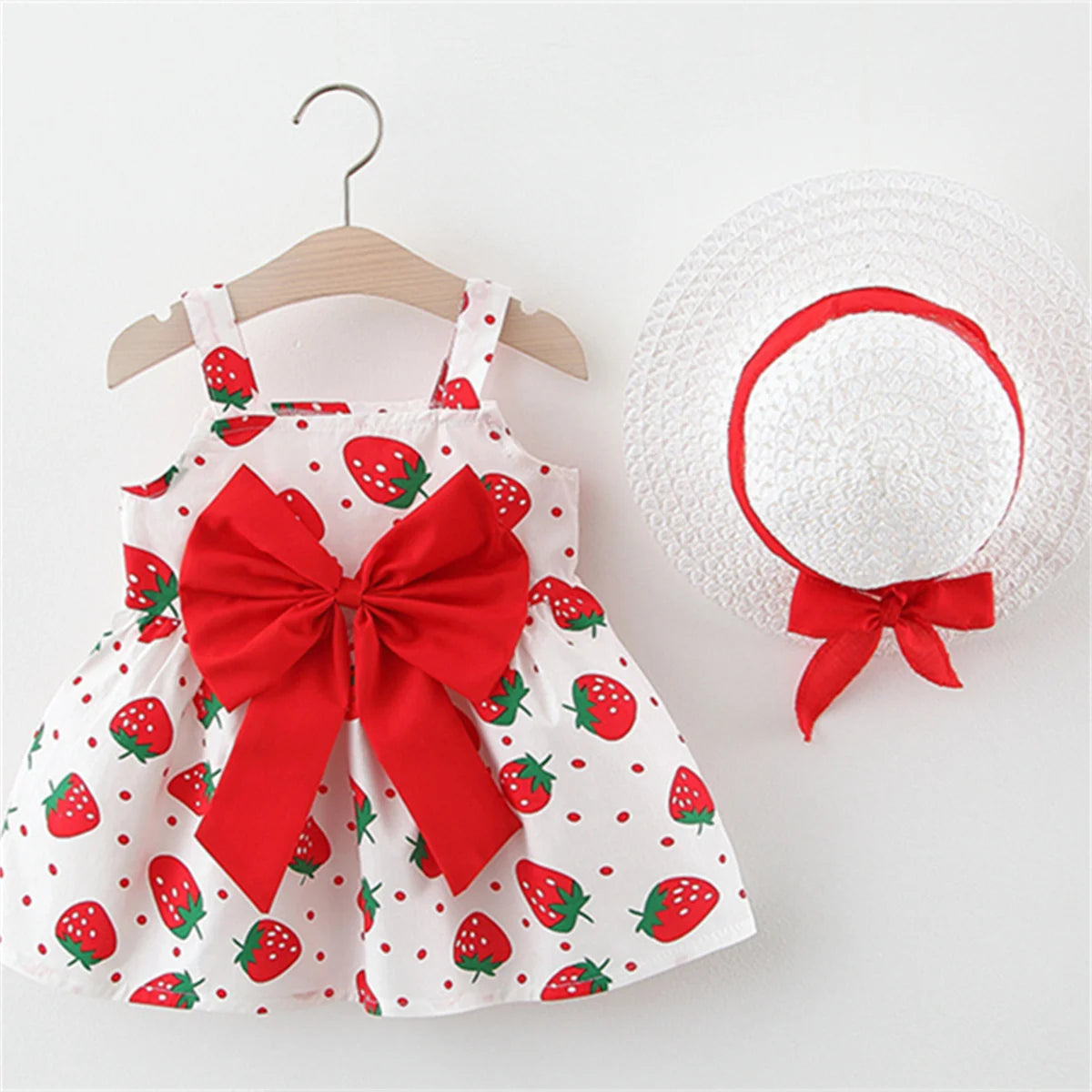 Vestido de verano para niña pequeña, versión coreana vestido Floral, elegante, algodón, pajarita, sombrero incluido