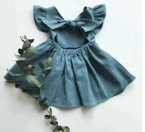 Vestido informal sin mangas con volantes para niñas de 0 a 5 años, ropa de verano con lazo en la espalda para niñas