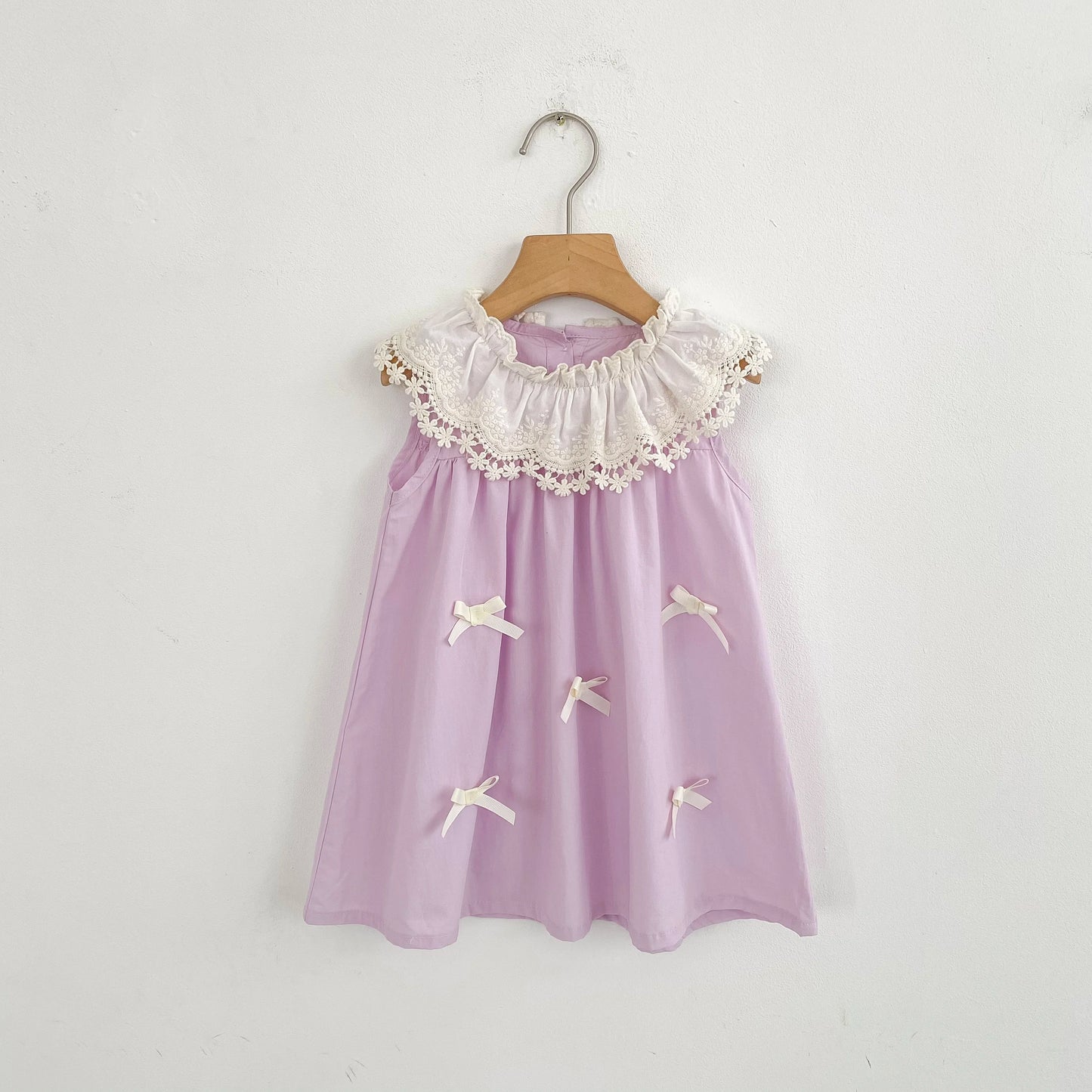 Vestido de encaje con cuello de pétalo para hermanas, peleles para bebés, ropa para niñas, vestido de princesa para fiesta con lazo, ropa dulce y bonita para niños