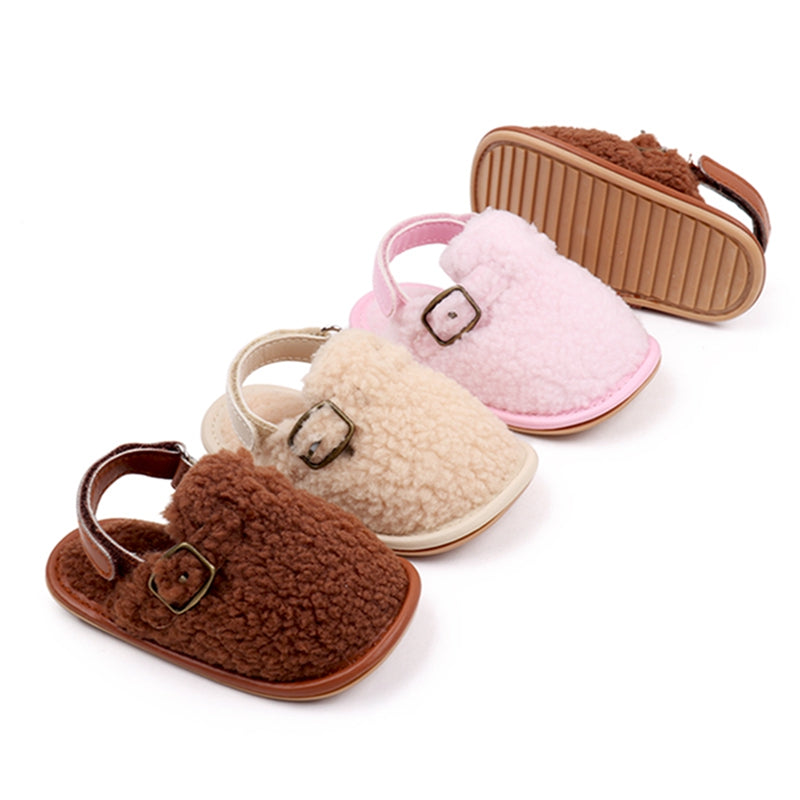 Zapatillas para bebés y niños, zapatos de interior de suela suave antideslizantes de lana Coral, zapatos para primeros pasos para niños de 0 a 18M