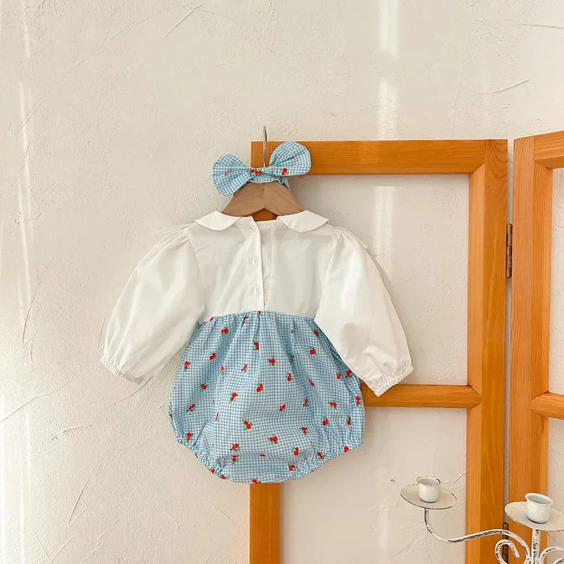2024 Baby Girls Autumn Clothes Newborn Long Sleeve Bodysuit Toddler Plaid Rompers Infant Clothing Children Cotton Cute Overalls