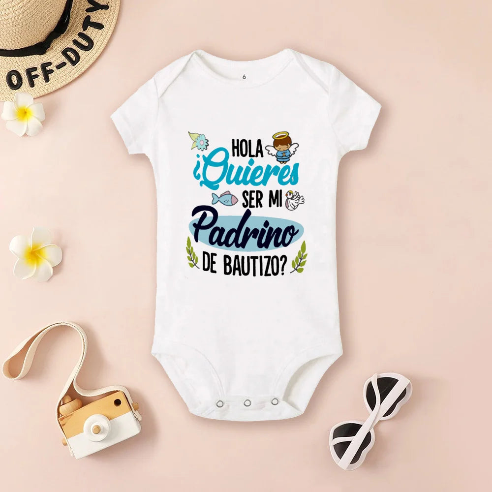 Be You Be My Godmother & Godfather-body con estampado para bebé, ropa de bautismo para Madrina Padrino, monos infantiles de verano