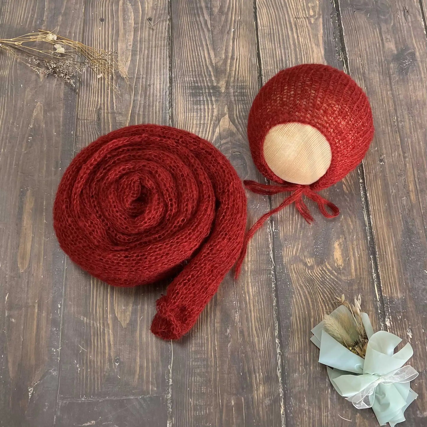 Accesorios de fotografía recién nacido elásticos Don & Judy, conjunto de envoltura con sombrero, Mohair tejido a mano suave, fondo para sesión de fotos de bebés, juegos de 2 uds.