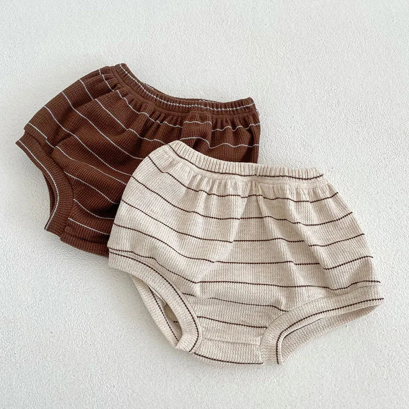 Conjunto de ropa de verano para bebés, camiseta a rayas y bombachos, traje superior de manga corta para niños pequeños, 2 uds.