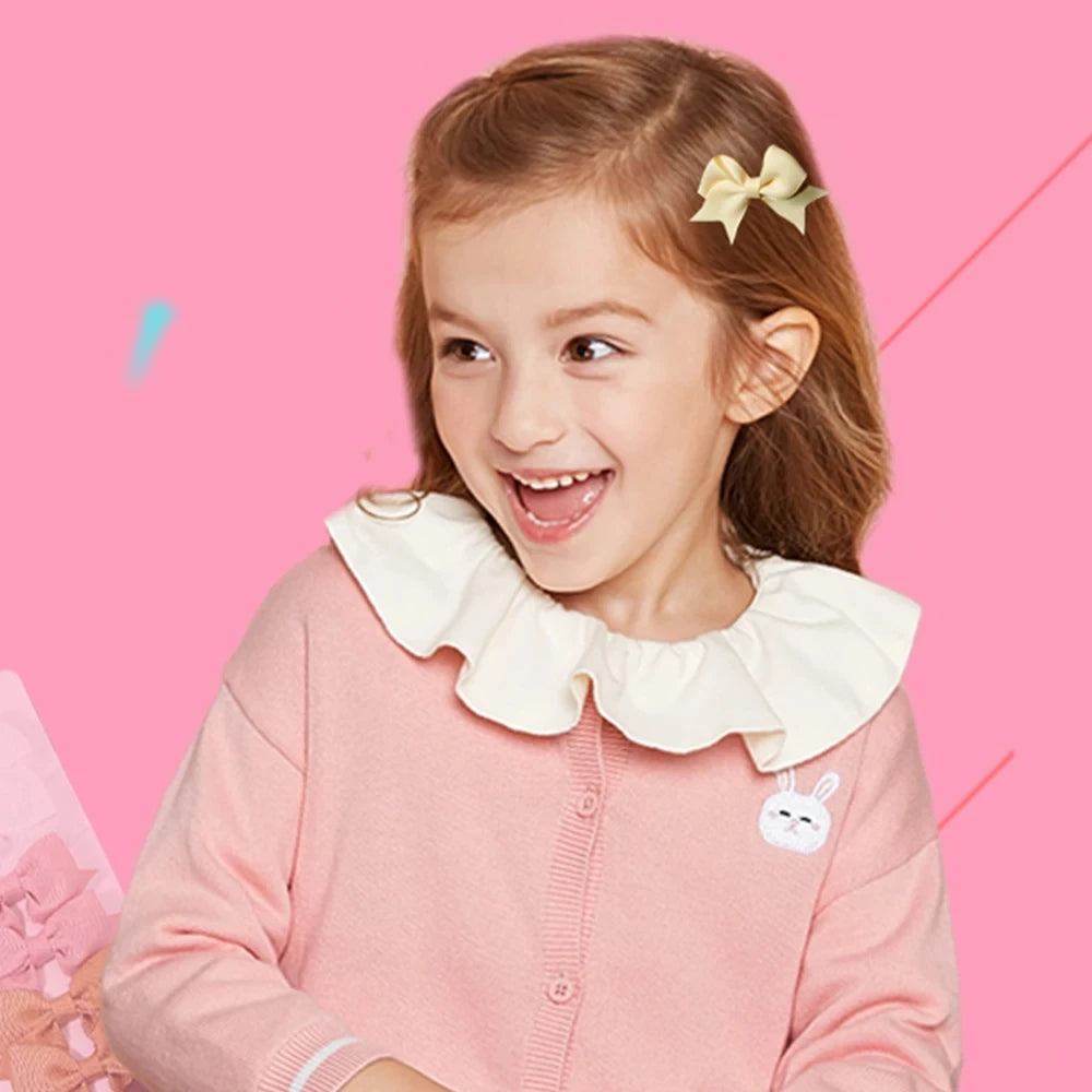 10 unids/lote de pinzas para el pelo con lazo de Color sólido para niñas, horquilla con lazo hecha a mano, Mini pasadores, accesorios para el cabello para niños