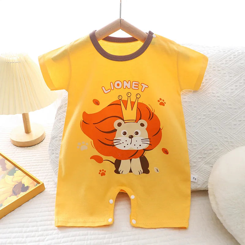 Ropa de una pieza de dibujos animados de verano para bebé, pelele de manga corta, ropa de escalada, monos para recién nacidos, mono para niño niña y niño
