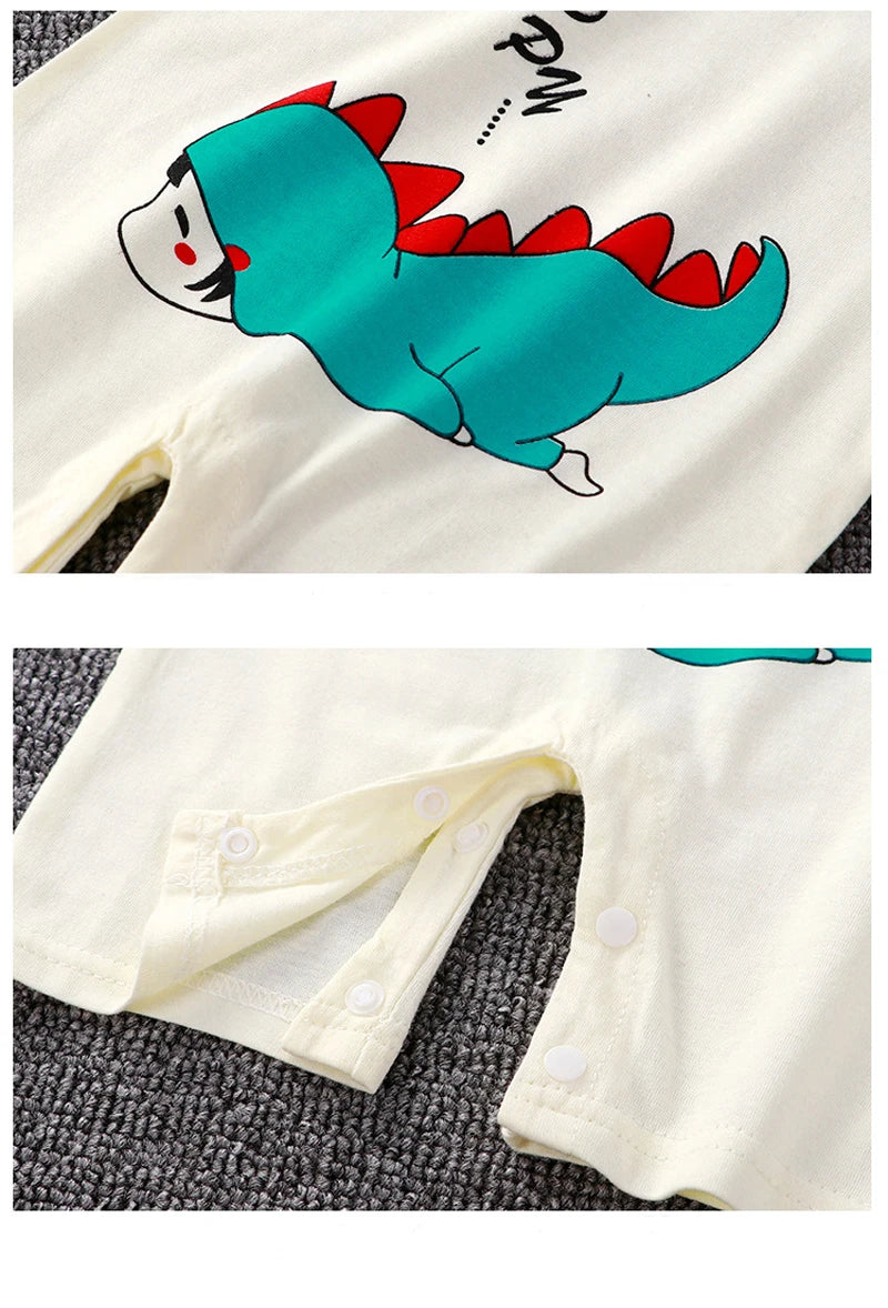Nueva ropa de verano para bebés recién nacidos, niños y niñas, sección de impresión de dibujos animados de manga corta, ropa de escalada con archivo abierto, mono para bebé