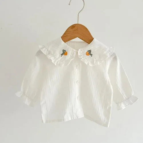 Traje de ropa para niños, conjunto de ropa para niñas pequeñas, camisa bordada de manga larga + mono vaquero, traje de ropa de otoño y primavera