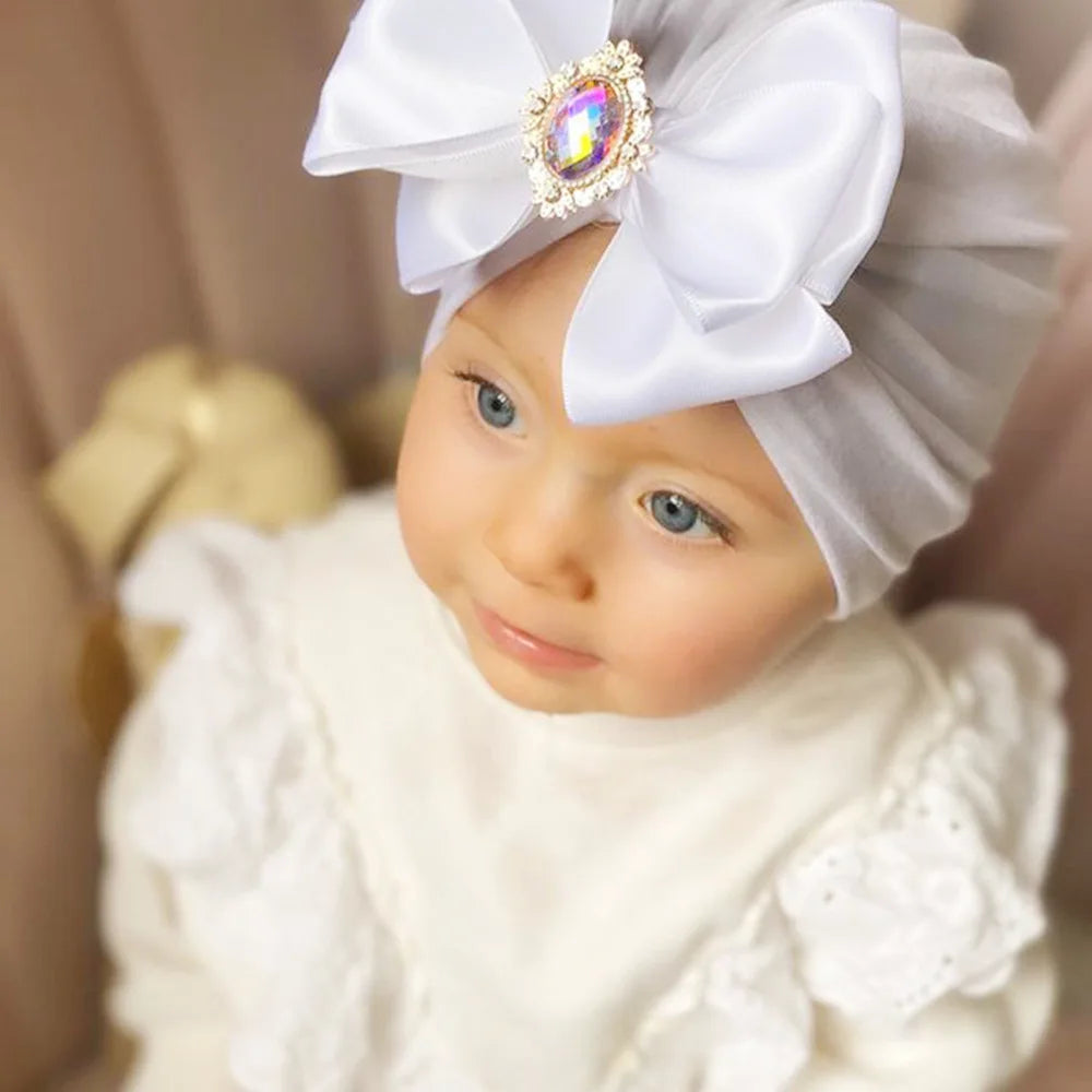 1 pieza, gorro estampado para bebé, gorro para niños, lazo para niñas recién nacidas, accesorios de fotografía de diamantes, gorro para primavera y otoño, accesorios infantiles