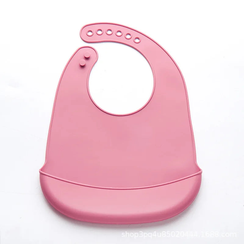 Baberos de silicona para bebés, babero impermeable para bebés, Color sólido, ajuste de 6 velocidades, bolsillo para Saliva, paños para eructar para niños, accesorios para recién nacidos