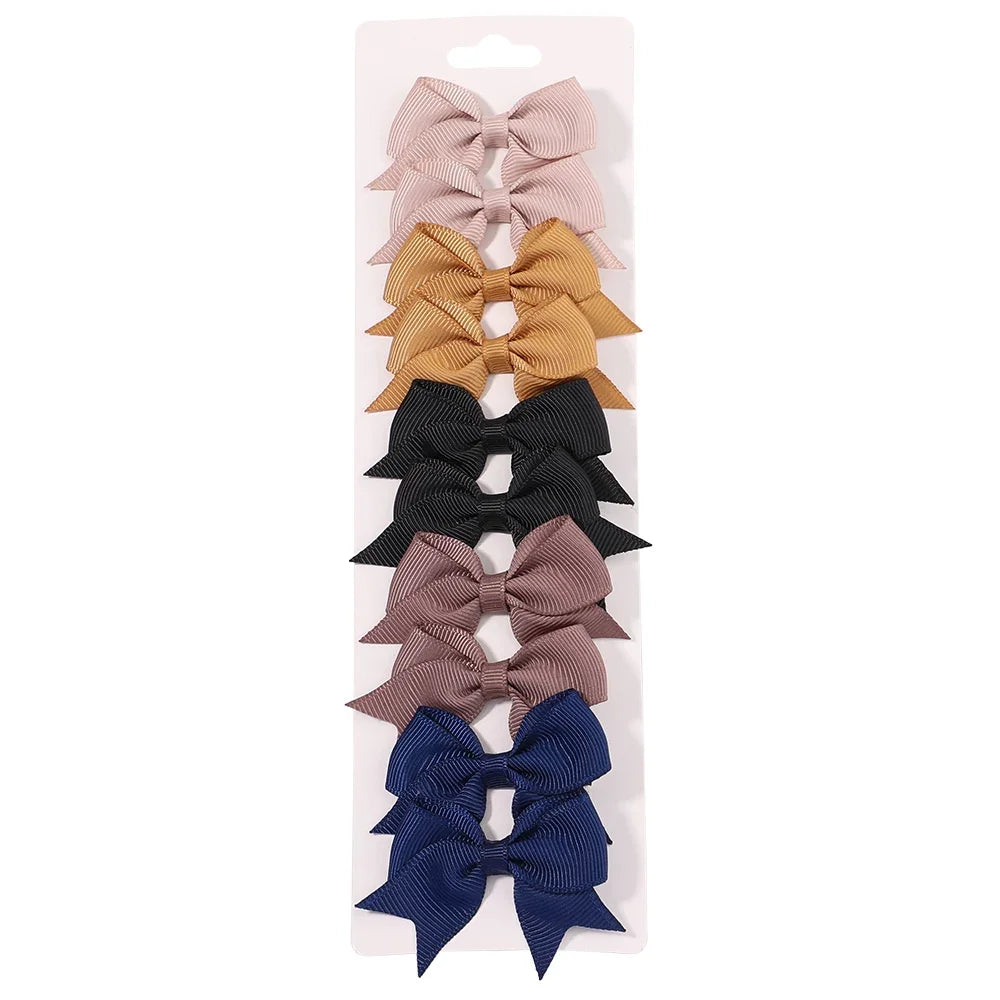 10 unids/lote de pinzas para el pelo con lazo de Color sólido para niñas, horquilla con lazo hecha a mano, Mini pasadores, accesorios para el cabello para niños