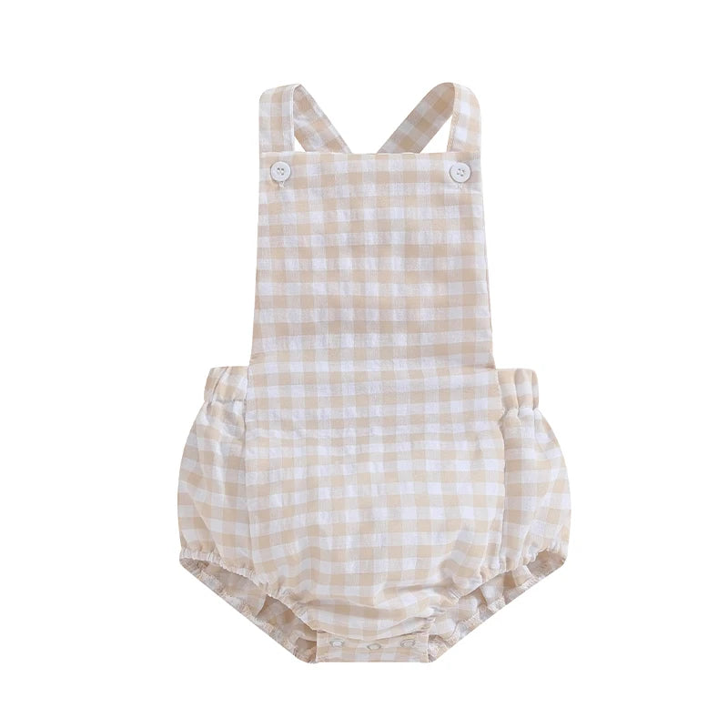 Monos de verano para bebés y niños, pelele informal sin mangas con estampado de rayas a cuadros, ropa infantil para recién nacidos