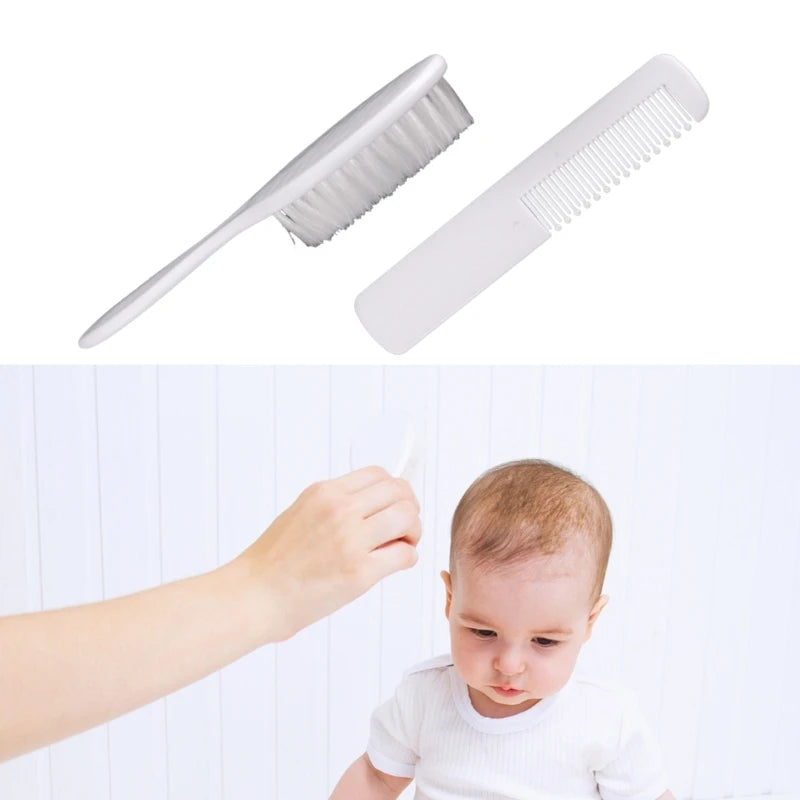 Gorros de cuna para recién nacido, juego de cepillarse el pelo suave, cepillo peine para el pelo de viaje para bebé, masaje de cabeza de baño para niño pequeño
