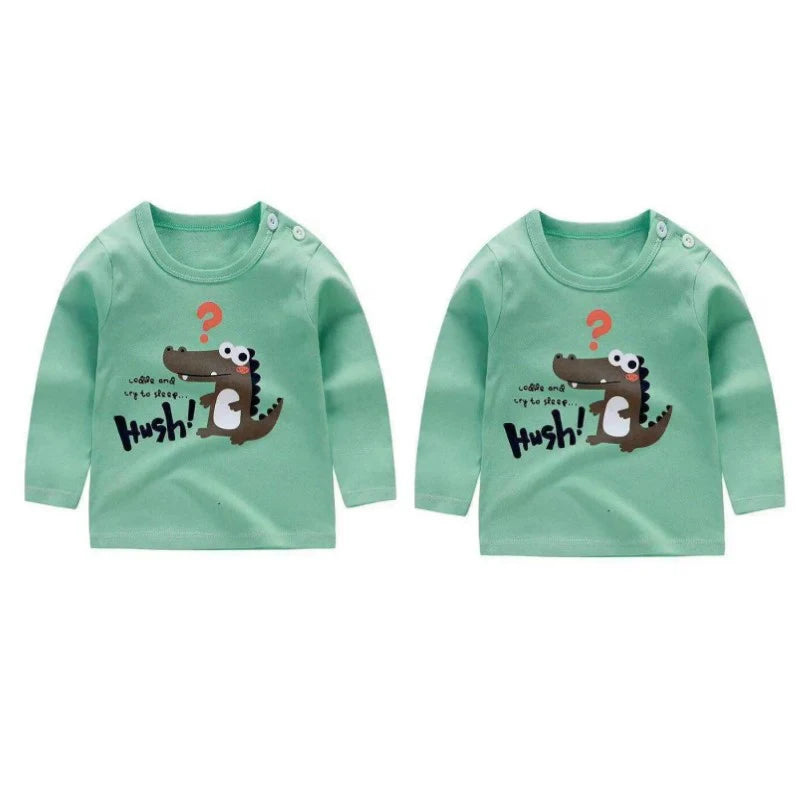 2 uds sudadera de algodón de cocodrilo de dibujos animados niños bebé jerseys de manga larga primavera otoño Top niñas camisetas ropa Casual