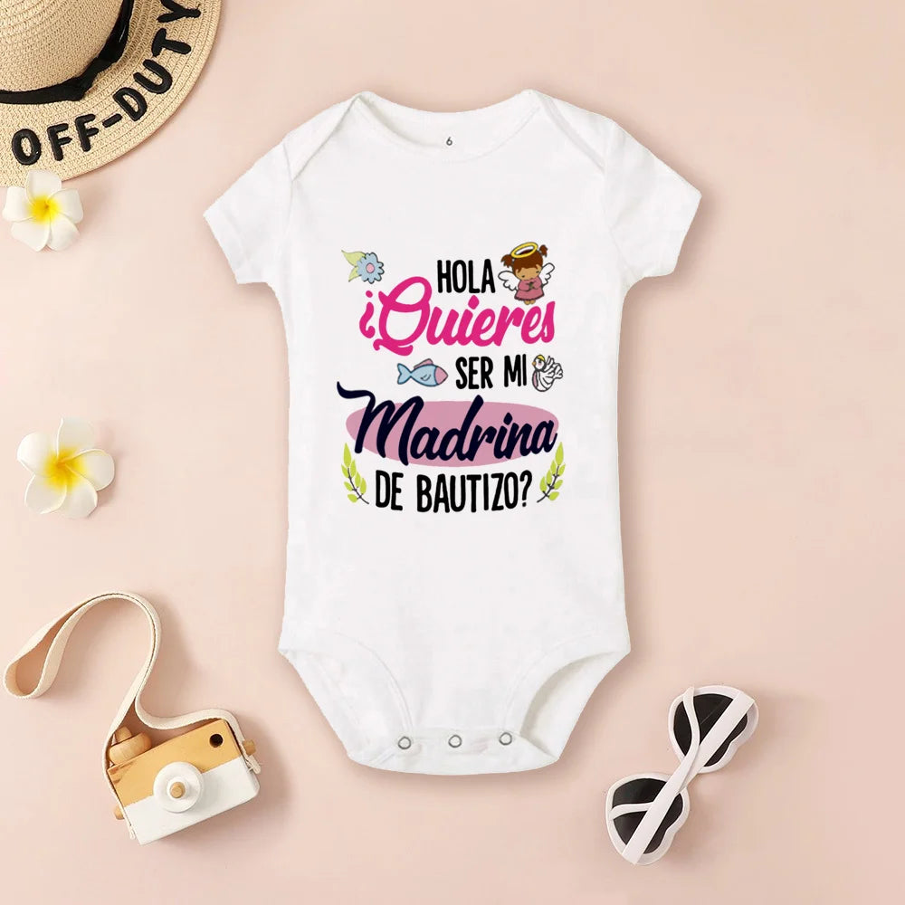 Be You Be My Godmother & Godfather-body con estampado para bebé, ropa de bautismo para Madrina Padrino, monos infantiles de verano