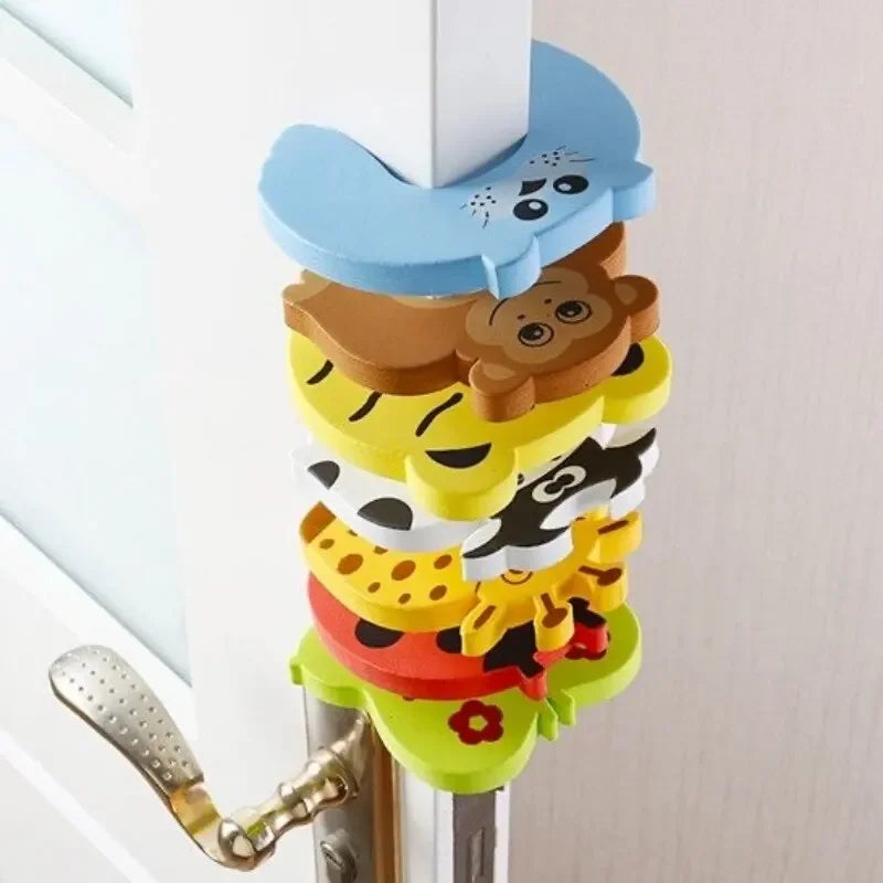 Tope de puerta de seguridad para bebé, bloque de puerta de animales de dibujos animados de mano antipellizco, protección de seguridad gruesa para niños, Protector de dedo, 2/5 Uds.