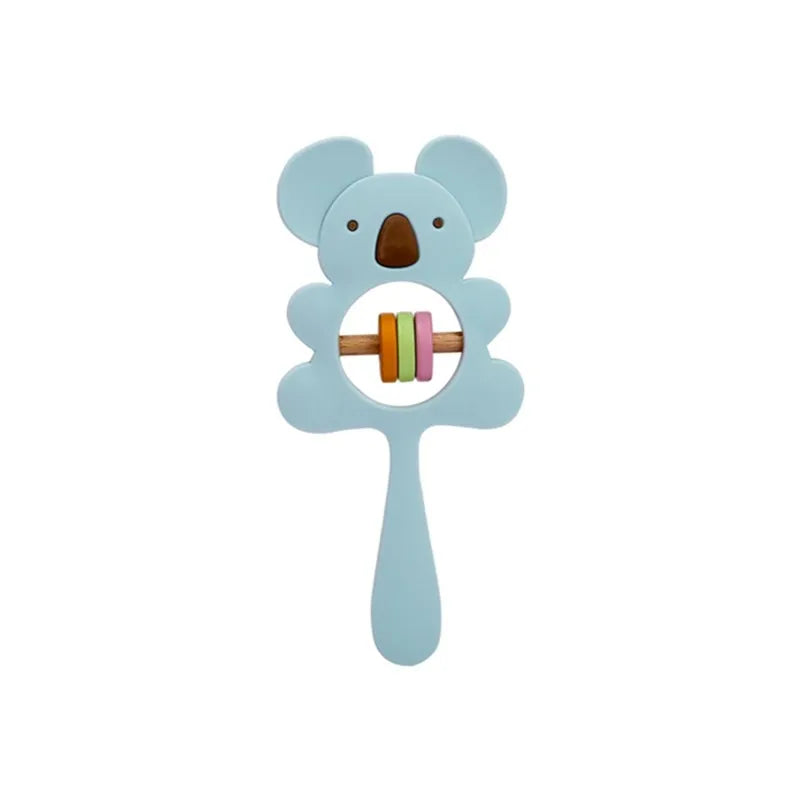 1 unidad de juguetes de sonajero para bebé, diseño de ganchillo de madera, conejo, conejo, zorro León, BearToy, regalo para recién nacido, mordedor de bebé, Crochet, nombre personalizado